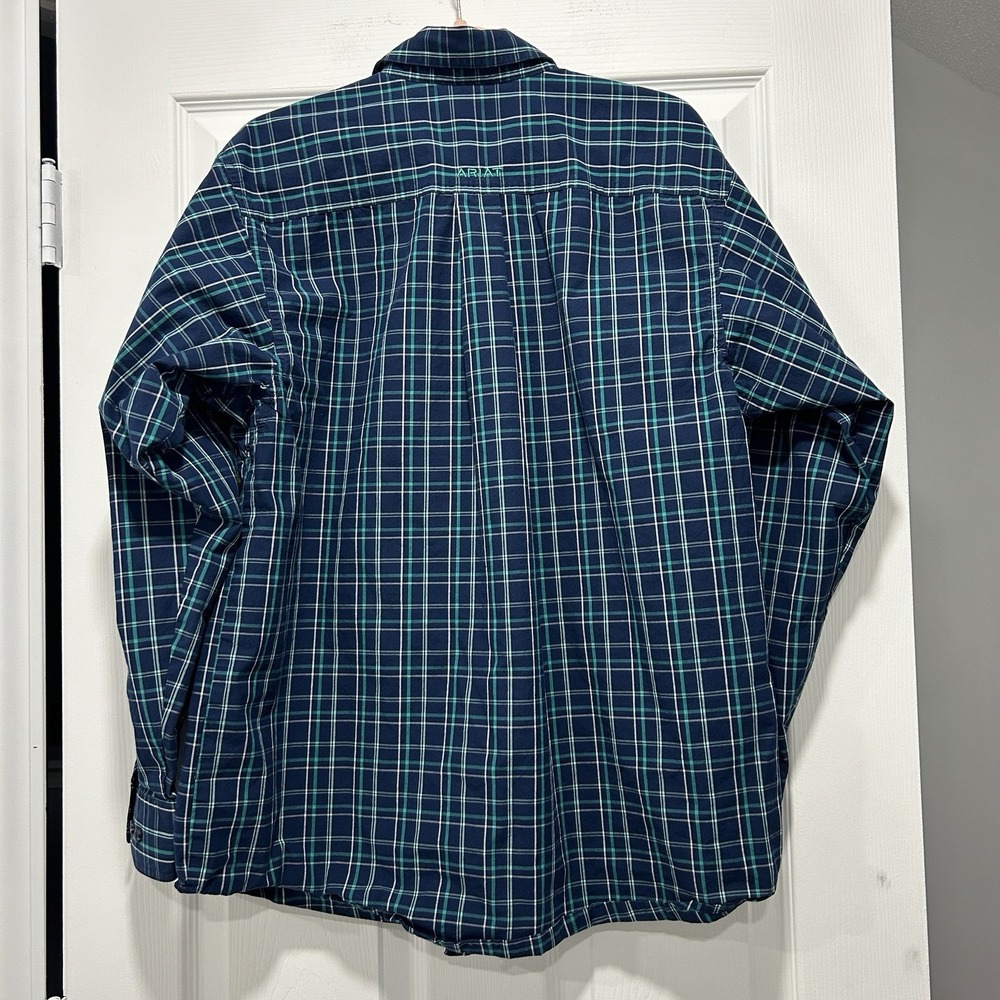 Ariat Pro Series Men's Size Medium Plaid Long Sleeve Vented Shirt Western Rodeo - Picture 7 of 8